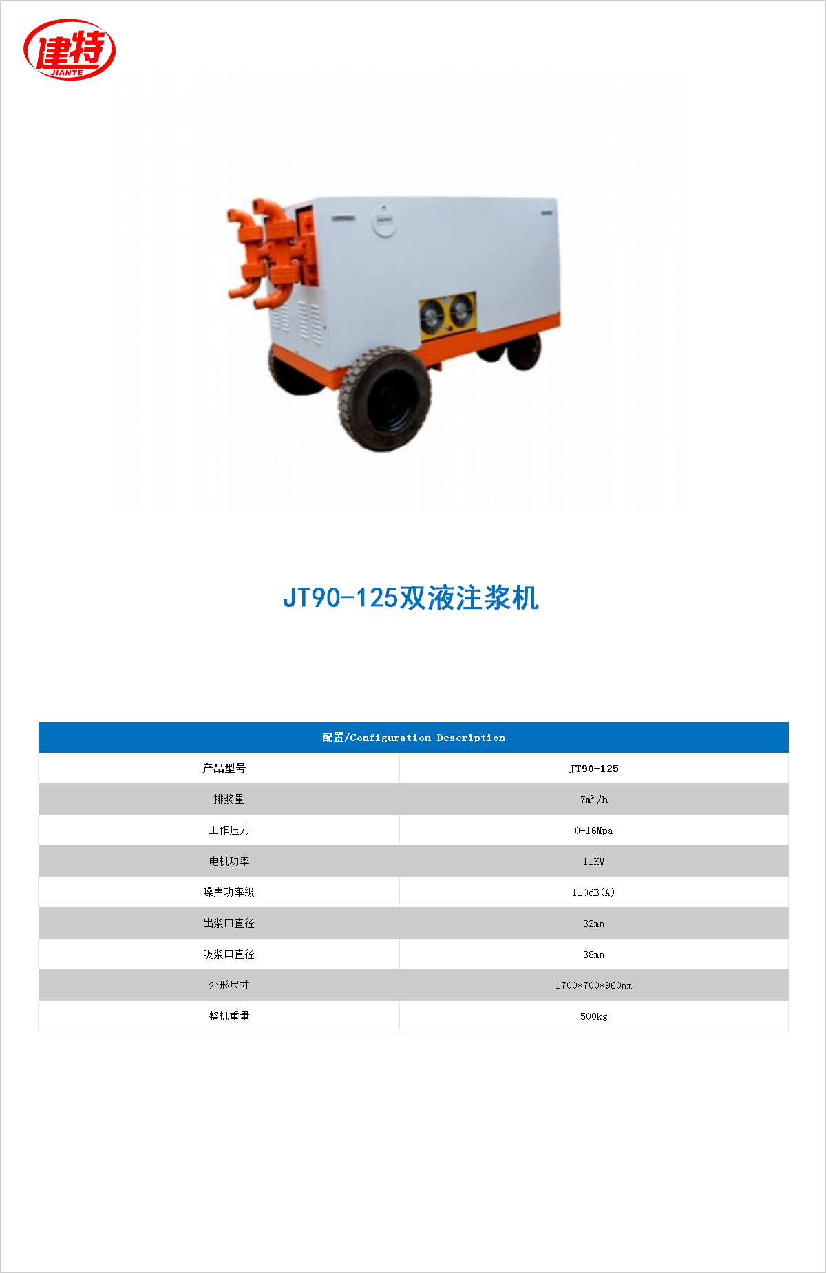 01-JT90-125雙液注漿機